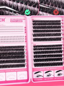 MEM 504pcs Eyelash Clusters, Lower Lashes +60D+80D+100D, DIY Eyelash Extension Faux Mink Lashes - Premium D-Curl Fluffy Natural Lash Clusters, Suitable For DIY Eyelash Extension - Reusable, Lightweight And Easy To Apply - D - 查看 4