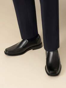 黑色一腳蹬內襯方頭正裝樂福鞋鞋適用於休閒工作 - 黑色 - 查看 2