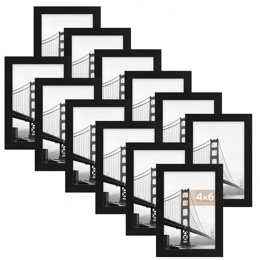 Tomnk 12 Pack 4x6/5x7/8x10 Picture Frame With Glass - Black Picture Frame - Wide Photo Frames For Vertical Or Horizontal Wall Display - Black, For Home Decor, Wall Decor, Party Decor - Black - View 1