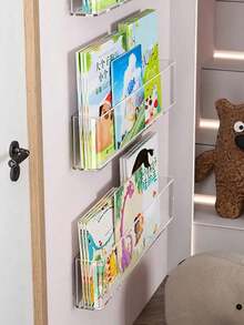 Acrylic Floating Shelves, Transparent Wall Mounted Bookshelf, No Drilling Needed, Corridor Wall Display Rack For Children's Books, Magazines, Decorations
