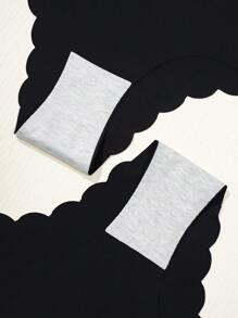 5pcs Women's Seamless Triangle Panties, Solid Black, Fashion & Comfortable, Wavy Hem Design, Casual Daily Homewear Set