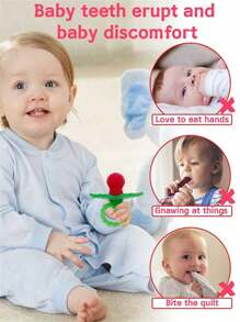 1Pc Silicone Baby Teether Toy - Berrybumps Soothe Babies Sore Gums - Infant Teething Toy - Hands Free Design - - Easy-To-Hold Design - Teething Relief Pacifier - Fruit Shape/Red (Some Parts May Be Random)School, Student,Stationery,School Supplies