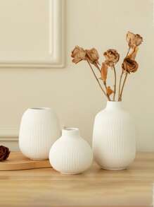 1 pièce Vase en céramique blanc, vases bohèmes pour la décoration de la maison, vase de style ferme moderne pour herbe de la pampa, fleurs, vases blancs décoratifs, centre de table pour mariage, salon, chambre à coucher, table de café, entrée