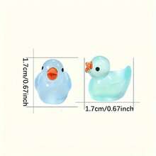 100 Stücke Mini Glitzer Enten, bunte kleine Harzerenten, leuchtende Mini Harzerenten, können als versteckte Kunststofftier-Figuren verwendet werden, für Puppenhaus Miniaturen, Landschaftsgestaltung, Aquarien-Dekoration, ideale Geschenke (zufällige Farbe) - Verschiedenfarbig - Übersicht 8