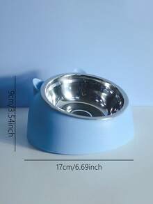 1pc Detachable Inclined Neck Protection Stainless Steel Cat Bowl - Multicolor - View 14