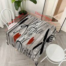 1 pièce Nappe de table de cuisine rectangulaire minimaliste | Imprimé avec un motif de couteau, fourchette et cuillère | Convient pour la décoration de scène, la protection de la table et la décoration de la pièce - Noir - Voir 14
