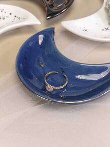 Kleine Mond Schmuckschale, Ringhalter Schale dekorative Keramik Zierschale süßer Mond Schale kleine Schmuckplatte Ohrringe Halskette Halter Schmuckauslage moderner Akzent Ring Tablett für Schminktisch Sommerbedarf für Frauen Aufbewahrungsorganizer Geschenk Semesteranfang