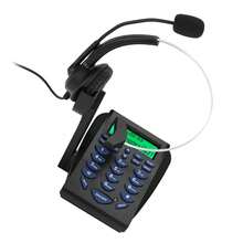 Compacto multifuncional centro de llamadas agente de teléfono Oficina de negocios multifuncional Teléfono Dial Pad Call Center Tráfico Teléfono Auriculares - Negro - Ver 4