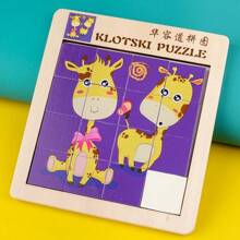 The Cartoon Animal Mobile Double-Sided Digital Huarong Dao Sliding Puzzle Toy 4x4 Cube Magic Cube Game Is For Family Play And Entertainment