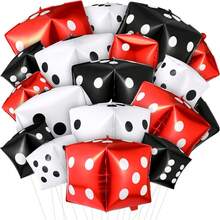 4pcs Giant Dice Balloons Casino Theme Party Decorations, 4D Square Inflatable Foil Dice Balloons For Game Night, Las Vegas, Birthday, Graduation, Prom Party Supplies (Multicolor)