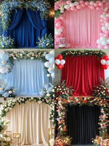1 PIEZA Tela de fondo de fotografía de satén colorido, cortina opaca de ventana, tela para decoración de boda, ducha nupcial, fiesta de cumpleaños, aniversario, etapa de boda, compromiso, ceremonia de banquete, decoración interior/exterior, tela elástica gótica, regalos de verano, regreso a la escuela, suministros escolares, decoración de habitación