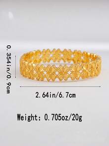 Adjustable 24K Gold Plated Fashion Bangle Bracelet For Women, Middle Eastern & African Style Jewelry - Yellow Gold - View 4