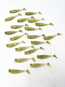 20 Peças Iscas de Pesca Macias Simulando Cauda de Peixe Pequeno 5cm 1,2g, Dourado Luminoso e Rosa, Adequado para Perca de Água Doce, Baixio, Acessórios para Pesca no Mar