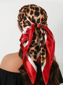 1pc 35.4 Inch Square Scarf, Fashion Printed 90cm Scarf Shawl Neckerchief Luxury Silk Feeling For Women, All Season
