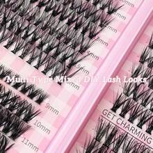 640pcs Mixed Lash Clusters Kit Stunning 30D+40D+50D 916mm Length Individual Lashes Cluster Eyelash Kit Extension DIY Lash Extension D Curl Wispy False Eyelashes Clusters - Black - View 4