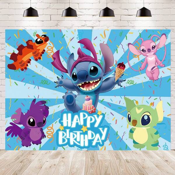 Disney Disney Stitch Themed Birthday Party Backdrop Decoration Supplies, Holiday Decorations, Party Decorations, Party Decorations, Decorative Backdrops