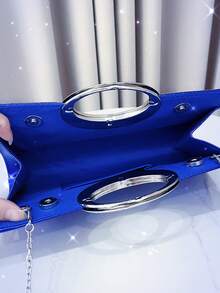 新款闪亮手拿包、小方形手提包、晚装包、镶满水钻的婚礼手拿包、单肩包 - 寶藍色 - 查看 12