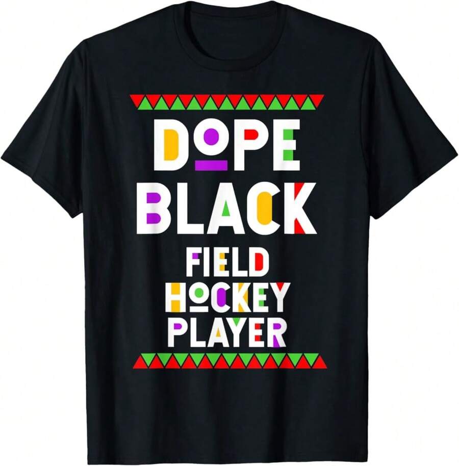 Dope Black Field Hockey Player African An Sports T-Shirt Gift For Dad Gift For Sister Father's Day Gift For Grandpa - Black - View 1