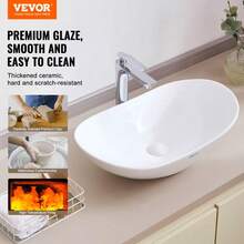 Modern Ceramic Bathroom Vessel Sink 23. 3 Inch X 14. 2 Inch Countertop Vanity Bowl For Stylish Home Decor - White - View 3