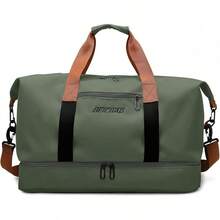 JeeLeeko Maleta Deportiva Bolsa para gym Diseño de Separación Húmedo y Seco Bolsa de viaje con ompartimento para Zapatos, para Hombres y Mujeres moda impermeable(Caqui) - verde - Ver 12