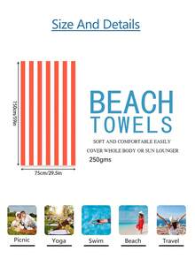 1 件波西米亚洋红黄粉几何条纹沙滩巾、超细纤维沙滩巾、超强吸水沙滩巾、超厚毛巾、旅行沙滩巾、运动泳池毛巾、浴室露营毛巾、瑜伽女孩女士成人沙滩巾海滩必需品 - 彩色 - 查看 18