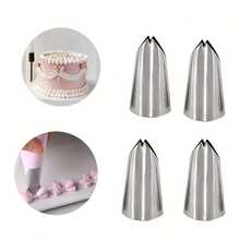 4pcs Butterfly Piping Nozzles, Medium Leaf & Lily Cream Icing Piping Tips, Cake Decorating Tools - Silver - View 2