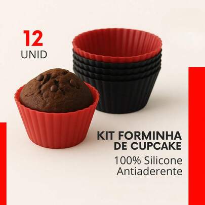 Kit Forminhas Cupcake de Silicone Mini Bolo Cozinha Air Fryer Forma Assadeira