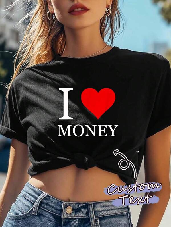 I Love You Couple Shirts, Gifts For Girlfriend/Wife, Valentine's Day Gifts, Custom Women's T-Shirt Shirts - Add Your Own Text And Images (Family Photos/Selfies/Pet Photos/Friend Photos/Party Photos) To Design Your Own Personalized Printed T-Shirts, Baby/Couple/Family/Pet Photos, Anniversary Gifts, Valentine's Day, Christmas