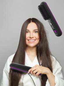 Brosse lissante sans fil, peigne chauffant portable à ions négatifs avec longue durée de vie de la batterie, rechargeable via USB, chauffe rapidement avec 3 réglages de température, anti-brûlure, arrêt automatique en 12 minutes, pour le voyage (2600 mAh)