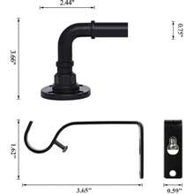 1 Set 3/4 Inch Black Adjustable Industrial Curtain Rod,80 To 200cm Heavy Duty Drapery Rods For Indoor And Outdoor - Black - View 4