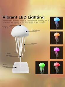1 件水母灯，亚克力底座，舞动双腿，声控水母灯，RGB 渐变水母床头灯，带触摸传感器的可充电水母台灯，家居和办公室装饰，适用于婚礼、生日和节日礼物 - 彩色 - 查看 5