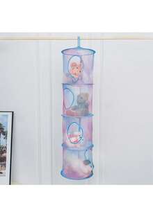 1 件可折叠毛绒娃娃悬挂收纳袋，4 层网状收纳篮，节省玩具、手套、帽子、袜子的空间，尺寸 110 厘米 X 30 厘米