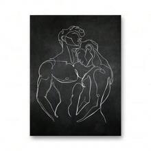 1pc/3PCS Wall Arts Posters Optional Frame Modern Wall Art Canvas Painting Bedroom Home Decoration Gay Gift Poster Men Kiss Embrace Love Prints Abstract Lines Simple