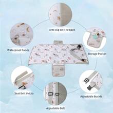 1 pieza Almohadilla plegable extensora de asiento de avión para bebés, cojín portátil impermeable y con dibujos animados para niños pequeños para viajar