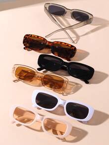 6 Pairs Teenagers/Youth European & American Style Rectangle Fashion Glasses, Fashion Square Frames - Multicolor - View 5