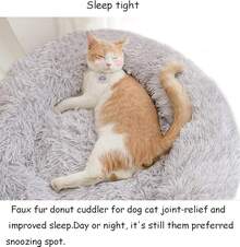 Modern Soft Plush Round Pet Bed For Cats Or Small Dogs, Mini Medium Sized Dog Cat Bed Self Warming Autumn Winter Indoor Snooze Sleeping Cozy Kitty Teddy Kennel