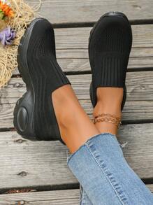 Baskets en maille de couleur unie pour femmes, baskets de sport confortables à lacets rehaussants, respirantes et décontractées, chaussures basses confortables