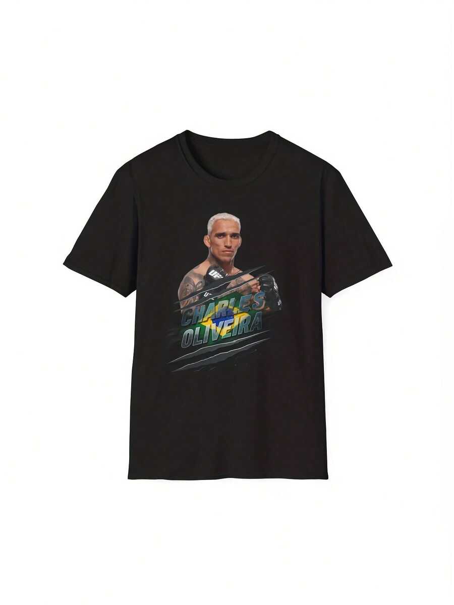 Charles Oliveira UFCC Lightweight Champion T-Shirt, MMA Fighter Tee, Brazilian - 黑色 - 查看 1