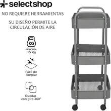 Carrito Organizador Multiusos De Tres Repisas con Ruedas Giratorias con Sistema De Bloqueo Recistente para Cocina Baño Carrito De Servicio - Gris - Ver 7