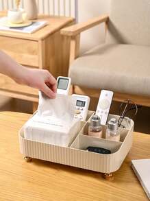 1pc Multifunctional Large Capacity Desktop Storage Box, Bedside Table Tissue Box, Air Conditioning Remote Control, Lipstick, Cosmetics Storage Box, Suitable For Organizing Household Items