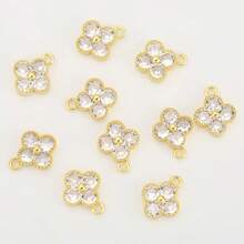 5 colgantes de trébol de cuatro hojas de circonita DIY, chapados en cobre con 18K, disponibles en colores oro y plata, accesorios de moda y minimalistas.