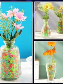 300pcs 9*13mm Small Diamond Shaped Glow Stones, Luminous Plastic Pebbles For Garden, Fish Tank
