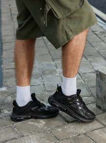 2025 New Black Air Cushion Sneakers Men, Breathable Lightweight Athletic Chunky Sneakers, Summer Running Shoes