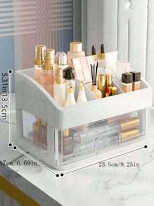 1pc Makeup Organizer Storage Box, Large Capacity Portable Travel Makeup Case, Waterproof Dustproof Jewelry Box, Multi-Layer Display Rack For Lipstick, Nail Polish, Stationery, Suitable For Living Room, Bedroom, Bathroom, Dorm, Desk