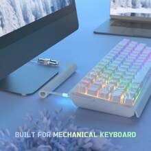 كابل لوحة المفاتيح الملفوف بالوان RGB فائقة C01 ، كبل طراز Aviator مخصص احترافي من USB-C لألعاب الكمبيوتر ، تصميم مزدوج مبطن مستقر ، من النوع C إلى USB-A فائق السرعة 2 م ، محول معدني قابل للفصل للاعبي الكمبيوتر