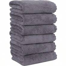 6 Pack Pium Hand Towels Quick Drying Microfiber Coral Veet Highly Absorbent Towels Multipurpose Use As Hotel Bathroom Shower Spa Hand Towel 16 X 28 Inches Gray - Gray - View 1