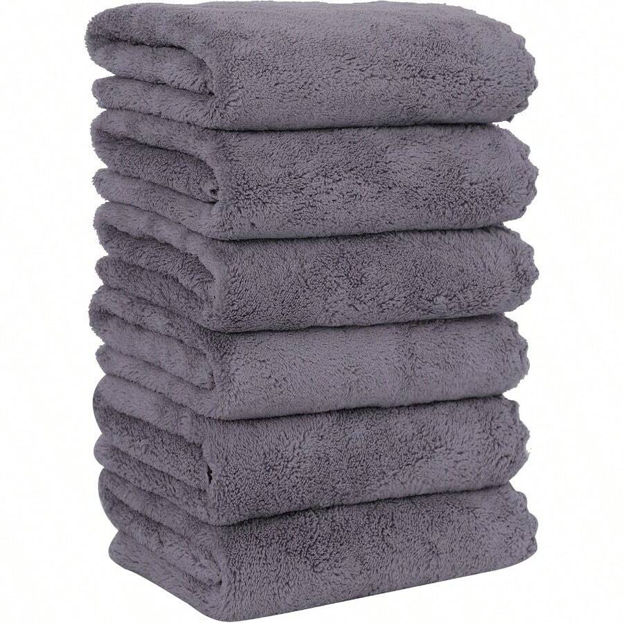 6 Pack Pium Hand Towels Quick Drying Microfiber Coral Veet Highly Absorbent Towels Multipurpose Use As Hotel Bathroom Shower Spa Hand Towel 16 X 28 Inches Gray - Gray - View 1