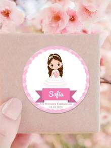 12/24/40 piezas Pegatinas personalizadas para Mi Primera Comunión - Etiquetas de y personalizadas para niños y niñas, Pequeños regalos para Mi Primera Comunión con diseños de flores y lunares, Elegantes pegatinas de papel para celebraciones, Decoraciones de Comunión | Decoraciones de flores para la Comunión | Etiquetas con nombre personalizadas, Decoraciones para lavado, Útiles escolares, Regreso a clases - Multicolor - Ver 17