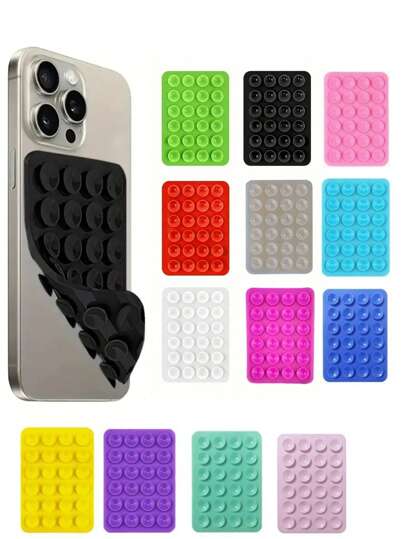 1pc 24 Suction Cup Silicone Non-Slip Washable Double-Sided Suction Cup Phone Holder, Cell Phone Holder, Phone Anti-Slip Sticker, Power Bank & Phone Case Accessory