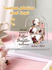 1 Customized Acrylic Heart-Shaped Dad Thank-You Plaque, Multifunctional Indoor And Outdoor Office Home Desktop Decoration, Daughter Or Son Father's Day Gift, Suitable For Birthday Gifts, Thanksgiving Gifts, Commemorative Gifts - Multicolor - View 5